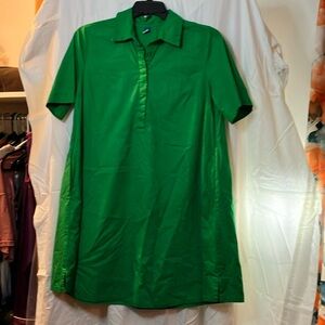 Green Short Sleeve Shirt Dress